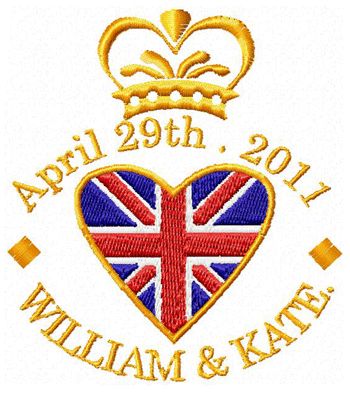 KATE & WILLIAM. ROYAL WEDDING machine embroidery design  
