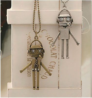 Korea Vintage Style Android Robot Sweater Necklace LS01  