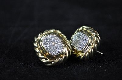 David Yurman Estate 18k Gold Earrings With Diamonds  1.00 Carat Weight 