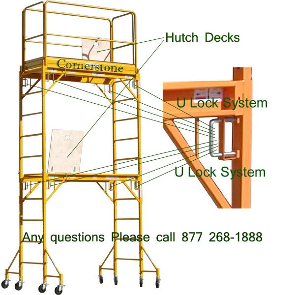   High Scaffold Rolling Tower with 2 Huatch Decks Guard Rail CBM  