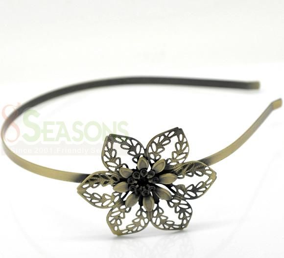Bronze Tone Flower Headbands Hair Band 39cm 5mm wide  