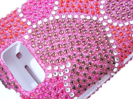 HEARTS PINK BLING DIAMOND CASE COVER SAMSUNG EXCLAIM  