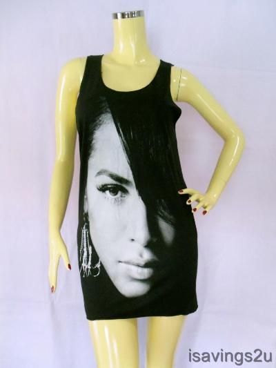 AALIYAH Tank Top, Princess R&B Urban POP Queen BLACK Singlet, T shirt 