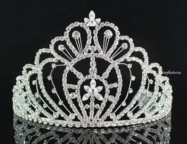 QUEEN RHINESTONE CROWN TIARA W/ COMBS PAGEANT PROM H469  