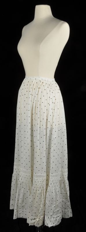   Edwardian Gibson Girl White Cotton Polka Dot Summer Skirt XS  