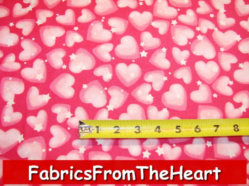 Fairy Castle Pink Sweet Hearts Stars Fabri Quilt Fabric  