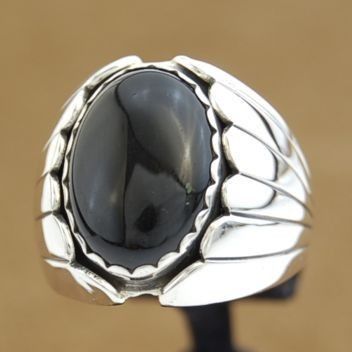 Navajo Sterling Silver Black Onyx XL Mens Ring s10 16  