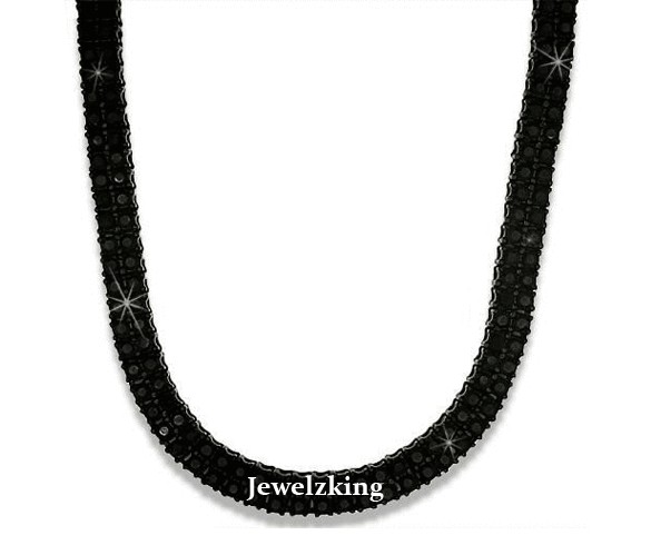 ROW ICED OUT HEMATITE BLACK HIP HOP CHAIN NECKLACE  