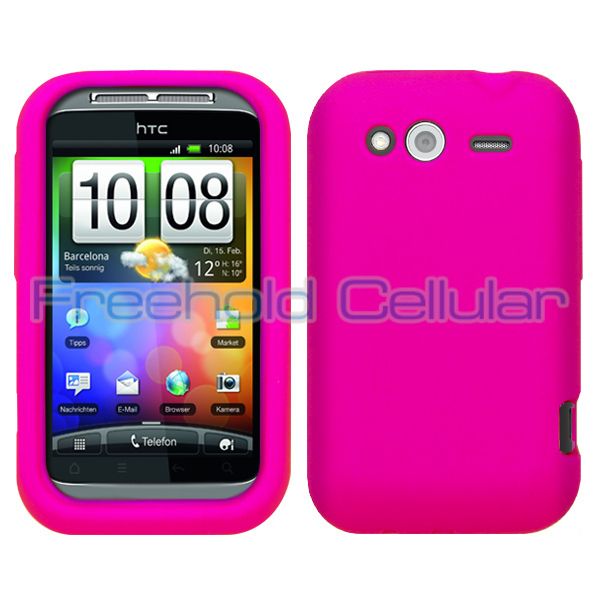 Hot Pink Soft Silicone Skin Cover Case for T Mobile HTC Wildfire S 