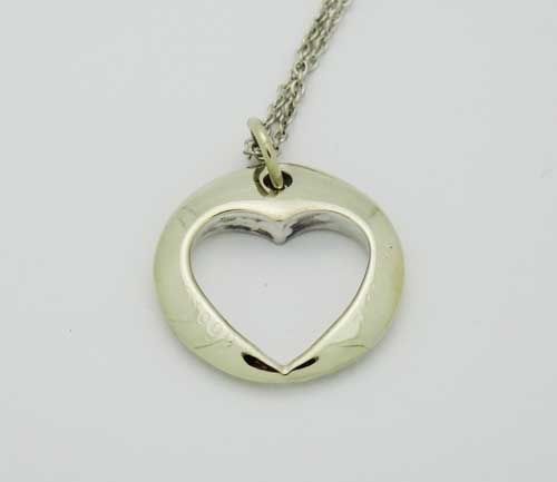 Tiffany & Co. Silver Round Open Heart Pendant on a Chain  