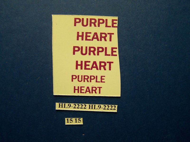 DECAL HO SCALE DELIVERY TRUCK PURPLE HEART  