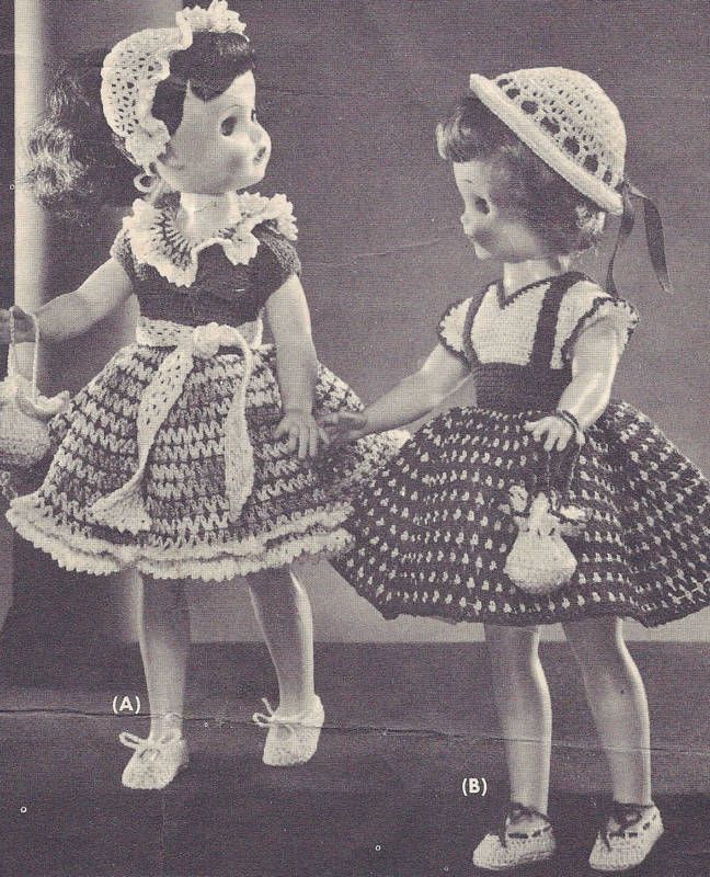 Vintage Crochet PATTERN Polly Molly Doll Clothes Dress  