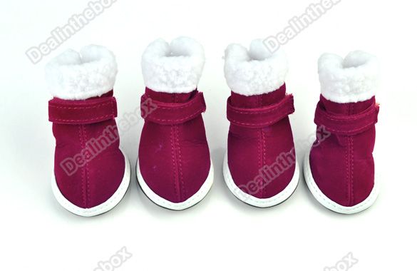 Cute Red Christmas Dog Doggie Shoes Santa Puppy Pet Apparel Cozy Boot 