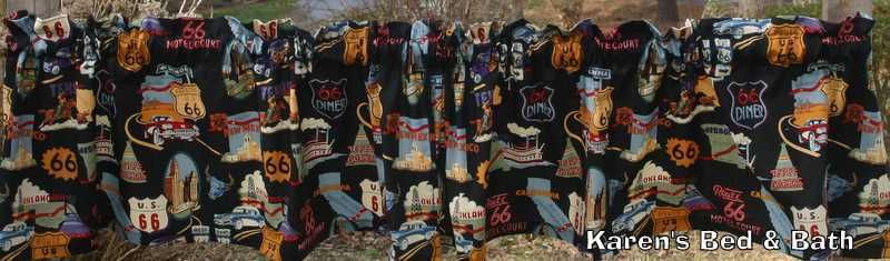 Route 66 Highway Cars Vacation Travel Curtain Valance  