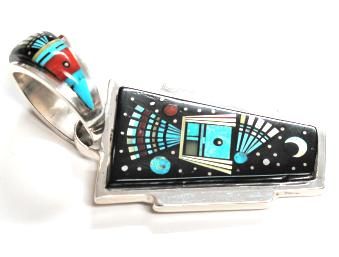 Ervin Tsosie–Night Ceremony Inlay Pendant–Wearable Art  