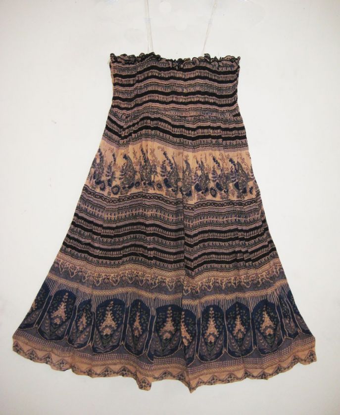 GEETA Hippie Boho Gypsy Indian Ethnic Smock Skirt Dress  