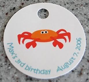 20 Custom Sea Crab Favors Gift Tags   Birthday Party  