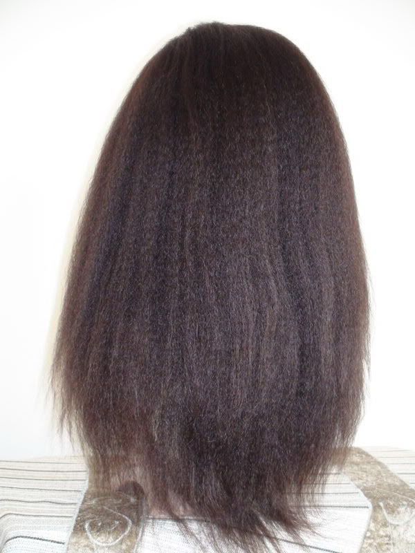 18 Kinky Straight India Remy Human Hair Lace Wigs #1b  