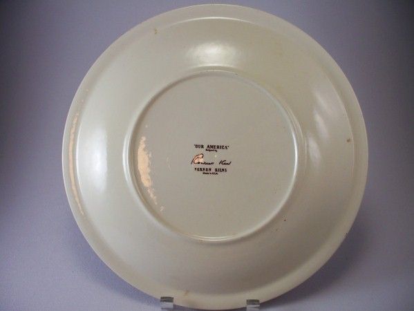 Rare Our America   Vernon Kilns   12 Inch Chop Plate  