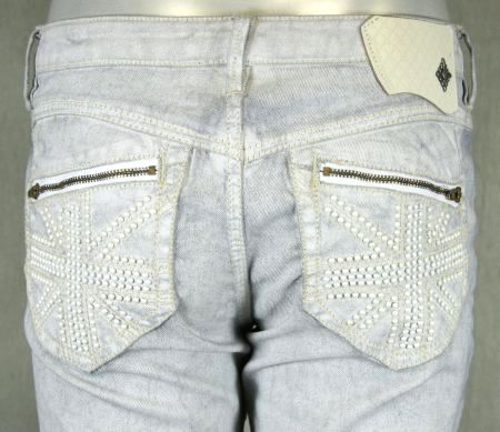 Monarchy womens SKINNY Jeans White pearl beads RARE  