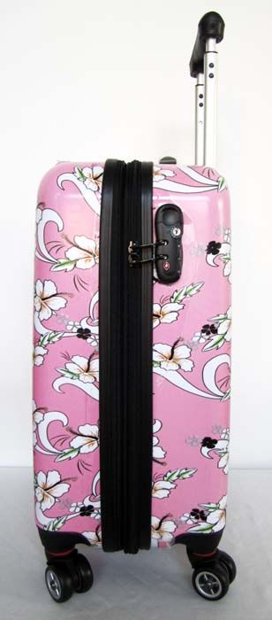  Luggage Set Hard Rolling 4 Wheels Spinner Upright Hawaiian Floral Pink